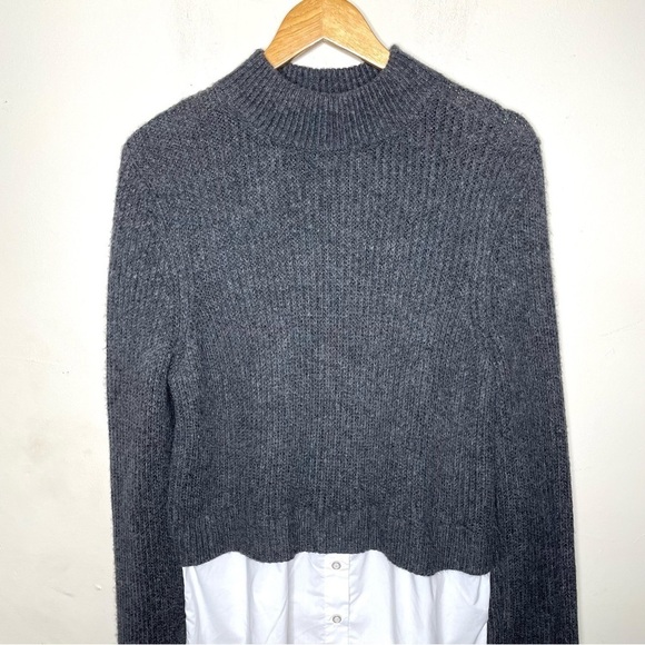 H by Halston Mock Layer Mixed Media Sweater Shirt Large - Picture 7 of 14